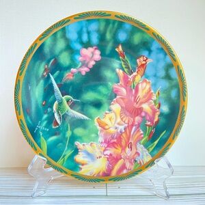 Calliope Hummingbird and Gladioli Gems of Nature plate Cyndi Nelson by Pickard